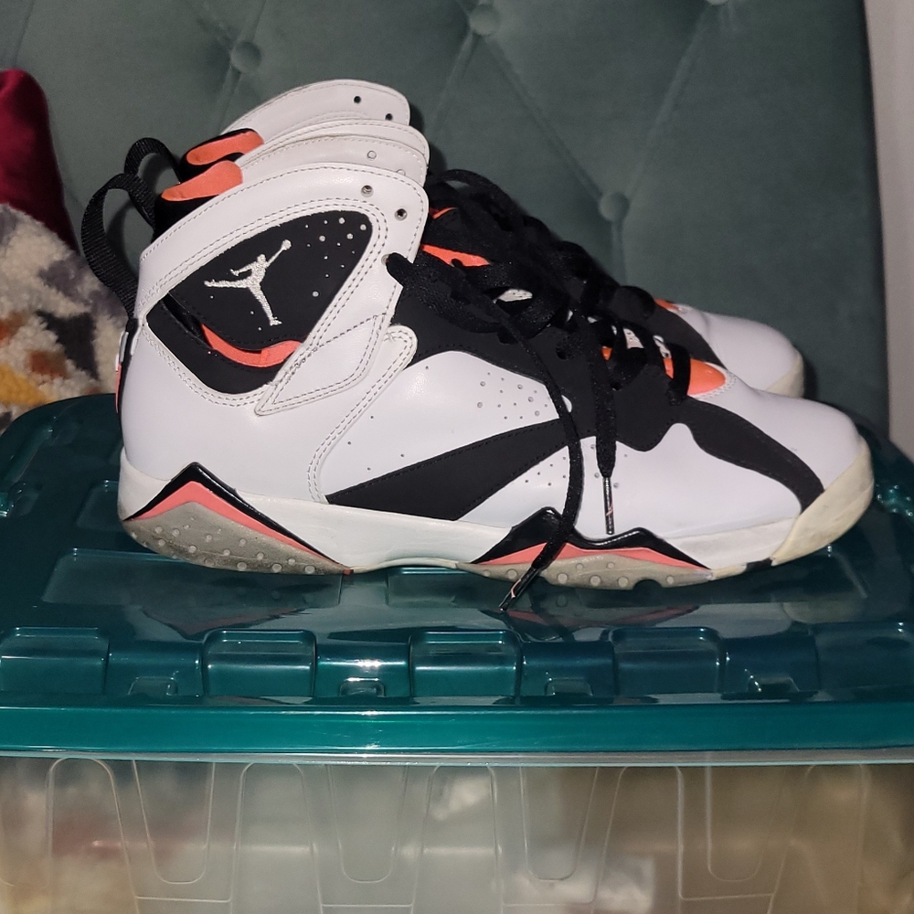 Jordan White and Black Sneakers with Geometric Design